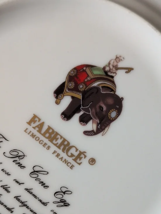 FABERGE I  Limoges French Imperial Egg Collection Pinecone Pattern Salad Plate - Picture 9 of 14